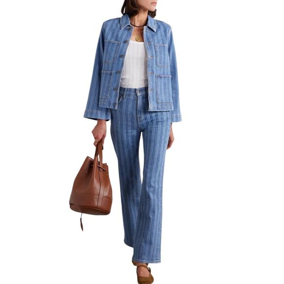 VERONICA BEARD Crosbie Striped Loafer Length Wide Leg Jean 26 - Picture 2 of 11